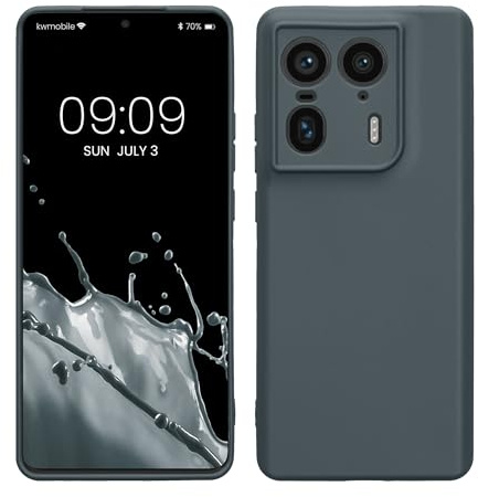 kwmobile Handyhülle für Motorola Edge 50 Ultra Hülle - weiches Handy Silikon Case - Schutzhülle Cover - Dunkler Schiefer