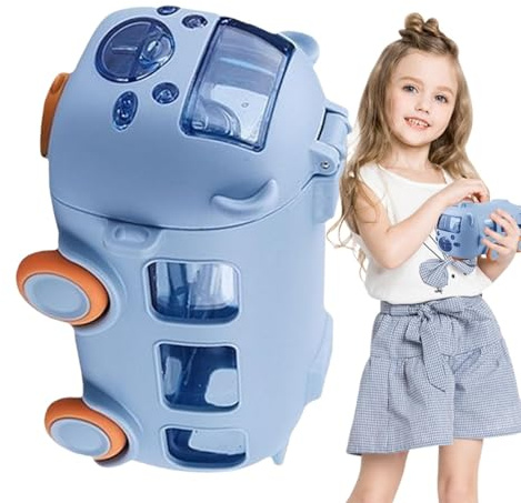 Bus Wasserflasche Für Kinder, 500ML Trinkbecher In Busform, Auslaufsicherer Trinkhalm Wasserbecher, Niedliche Cartoon Trinkflasche In Busform, Tragbare Wasserflasche Mit Klappdeckel Und Schultergurt