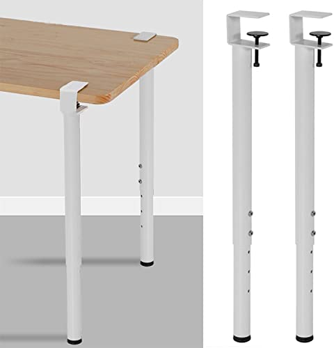 Verstellbare Tischbeine aus Metall, F-förmige Möbelklemmbeine, Teleskop-Esstischbeine, Füße für Möbelkonsolentische, Design ohne Stanzen zum Schutz der Schreibtischplatte, mit Bodenschonern (weiß, 2 S