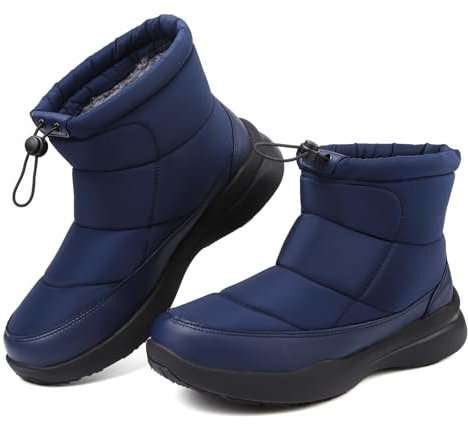 Stivali da Neve Uomo Invernali Stivaletti Foderato in Pelliccia Scarpe Comodo antiscivolo Caviglia Boots Blu 43EU