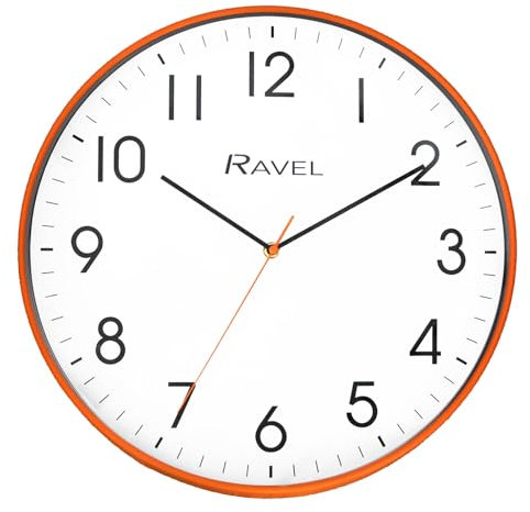 Ravel - Moderne 40cm Wanduhr für Büro und Küche - Analog Quarz - RWC.40.8 - Orange