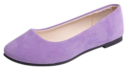 AIGOUT Ballerines plates pour femme - Élastique - Bout rond - Confortables - Chaussures à enfiler - Pour le travail et le bureau - Violet - 37