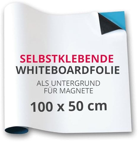 Magstick Ferrofolie in weiß I 100 x 50 cm I Whiteboard-Folie selbstklebend I flexibel beschreibbar abwischbar I Haftgrund für Magnete I mag188