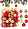 50 Piezas Christmas Gifts Bolas de Navidad Oro y Rojo-Adornos Navideños-Adornos Navideños Plástico-Ø4 CM-para Uso en Interiores y al Aire Libre-con Ganchos de Bolas de Navidad
