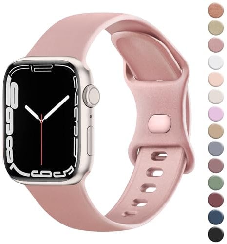 Strap for Apple Watch Straps 49mm 46mm 45mm 44mm 42mm for Women Men, Soft Silicone Sport Band for iWatch Series 10 9 8 7 SE 6 5 4 3 2 1 Ultra (Rose Gold,49mm/46mm/45mm/44mm/42mm(Series 3 2 1))