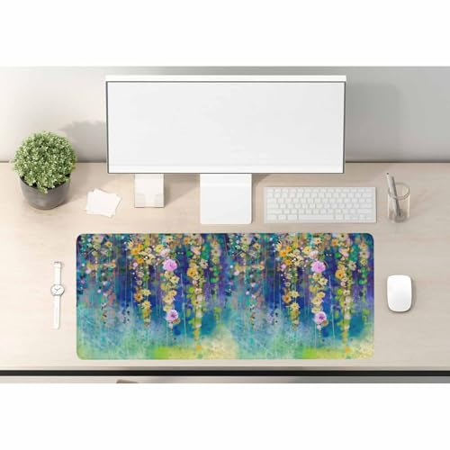 Woutay Mouse Mat,Floral Watercolor Painting,Laptop Mat Table Mat Desk Writing Pad for Office and Home