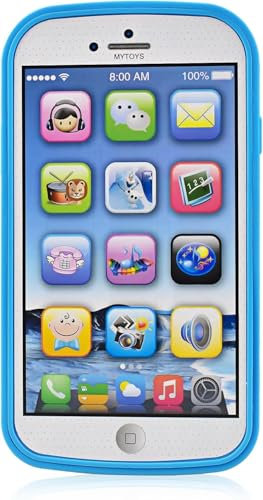 ZBATHTOY Spielzeug Handy Baby Handy Fake Telefon Spielzeug for Kinder Spielzeug Handy Telefon with Music,Light for Baby Boys Girls (Blue)