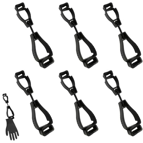 Fhioevt 6 Stück Handschuhhalter Feuerwehr Arbeitshandschuhe Grabber Clip Kunststoff Handschuh Halterung Gürtel Anti-Verlust Handschuhclips für Arbeiter Gärten Baustellen (Schwarz)