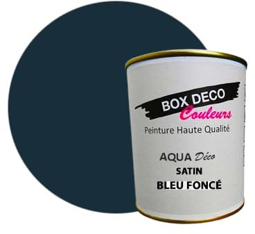 BOX DECO COULEURS Peinture murale acrylique aspect satin Aqua Déco - 750ml, Bleu Foncé