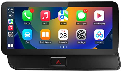 AWESAFE Android Autoradio pour Audi Q5 avec écran Tactile de 10.25 Pouces [4 Go + 64 Go], Carplay sans Fil/Android Auto/Bluetooth/WIFI/4G Prend en Charge d'origine Système [2013-2016] Non MMI