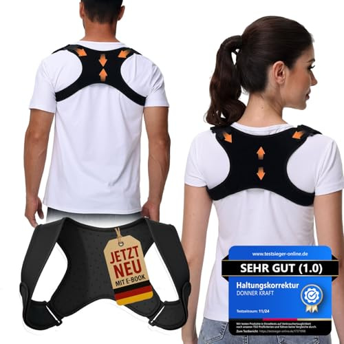 DONNER KRAFT Haltungskorrektur Herren Damen Innovativer Rückenstützgürtel: Back Posture Haltung Korrektur Gurt für Herren und Damen - Verstellbare und Atmungsaktive Haltungstrainer (S-L)