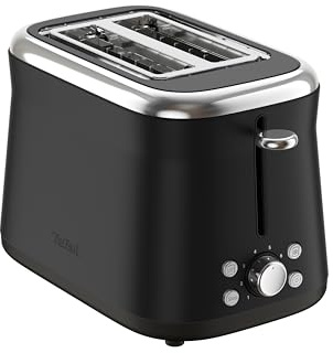 Tefal Collection, Toaster 2 Slots, Retro Stainless Steel Design, Raised Lever, 8Levels of Gilding, Black, TT7208E0