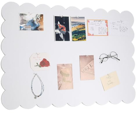 INTERWARM Tableau D'Affichage en Feutre Festonné (1 pièce) Tableau D'Affichage Pliable de 90x60cm avec 20 punaises Tableau de Visualisation Autocollant Tableau Décoratif pour la (Blanc Crème)