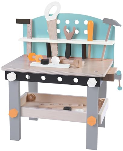 Bayer Chic 2000 Werkbank für Kinder | Holz-Werkbank mit Zubehör | Robuste Werkbank aus Holz für kleine Handwerker. Inklusive Zubehör. Fördert Feinmotorik und Kreativität. Ab 3 Jahren