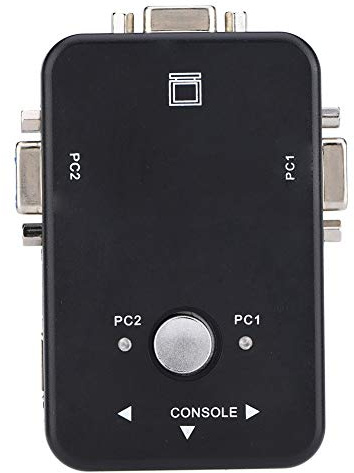 Omquot Exakt 2-portsknappsbrytare VGA-videodelningsadapter för Onlinespel Hårddiskinspelare ABS 9,5 * 6 * 2,3 Cm (munsbitar)