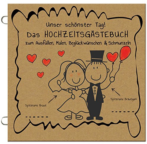 Paul´s Papierfabrik 10x Das lustige Hochzeitsgästebuch zum Ausfüllen, Malen, Beglückwünschen, Hochzeit Gästebuch mal Anders, Alternative mit Fragen, Gastgeschenk, Hochzeitsspiel