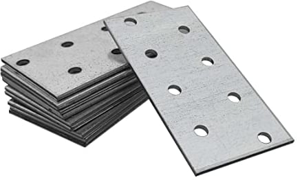 OMIDEAS 10 x Flat Joining Plates (80 x 40 x 2) Connecting Perforated Metal Brace Bracket Timber Wood Fixing Galvanised Steel Repair Connector