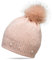 Caspar MU143 Damen Fein Strick Winter Mütze mit Fellbommel, Größe:One Size, Farbe:rosa