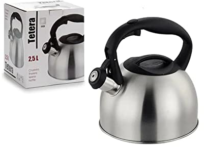 BigBuy Home S3605673 Tetera, Acero Inoxidable, 2.5 L, Materiales Varios