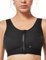 Yvette Damen Starker Halt Sport BH Vorderverschluss Ohne Bügel Große Größe Ringerrücken für Fitness Yoga Joggen, Schwarz, 90D