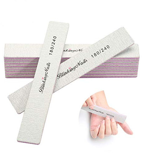 Nail File 180 240 Grit Professional Nail Files and Buffers for Natural Nails, Double Sides Washable Block Disposable Nail Buffer for Nail Art DIY or Nail Manicure Salon Pack of 10pcs