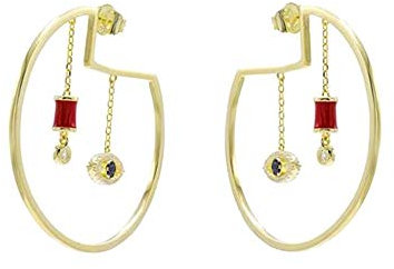 Law Lineargent 925m silberne Ohrringe 48mm Ringe. Gold Verschluss Druckzylinder hängende Schnur Bad Auges