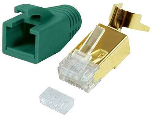 Odedo - Pack de 10 crimpadores CAT 7 7A, CAT 6A CAT 8.1, cable de instalación hasta 8 mm, 10 GBit Gigabit Ethernet, cables flexibles 1,2 mm-1,45 mm AWG 22-24 RJ45 Conector de red apantallado verde