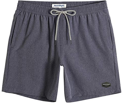 MaaMgic Pantaloncini da Bagno Uomo 4 Way Stretch per Vacanze estive Asciugatura Rapida Costume da Spiaggia Piscina Multicolori, Blu Grigio Puro, XS