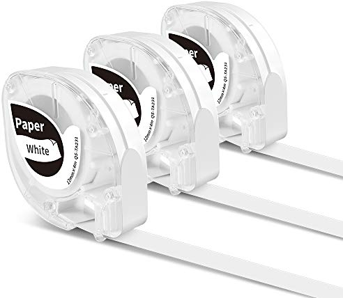3x Phomemo P12 Etikettenband Original 12mm x 4m Schwarz auf Weiß Q5-TA231 Selbstklebendes Wirtschaftsetikettenpapier für Phomemo P12/P12 Pro/LT12 Etikettendrucker & als Ersatz für Dymo LetraTag