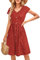 OUGES Women's Summer Short Sleeve Dress V Neck Casual Button Down Midi Ladies Dresses with Pockets(Red Polka Dot 425,M)