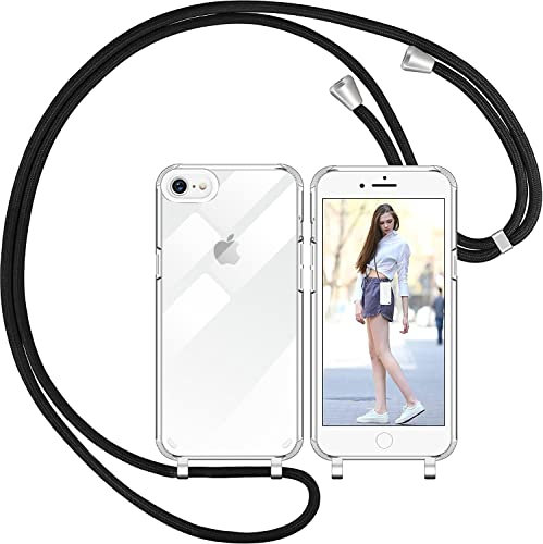 Nupcknn Coque avec Cordon pour iPhone 7/iPhone 8/iPhone SE 2020, Transparent Coque Collier Réglable Téléphone Étui Portable Lanyard Case Protection Complète Cover de iPhone 7/8/SE 2020(4.7)