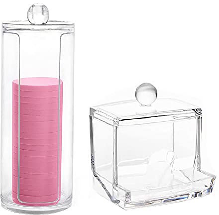 Lepidi 2 Stücke Wattestäbchen aus Kunststoff, Transparente Wattestäbchenbox, Wattepad Behälter, Plastik Staubdicht Wattepad Spender mit Deckel für Schmuck, Tupfer, Lippenstift (Transparent)