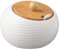 MAGICVOGEL Lot de 3 pots à épices en céramique avec couvercle en bambou et cuillère - Pour la maison, la cuisine, la table à manger