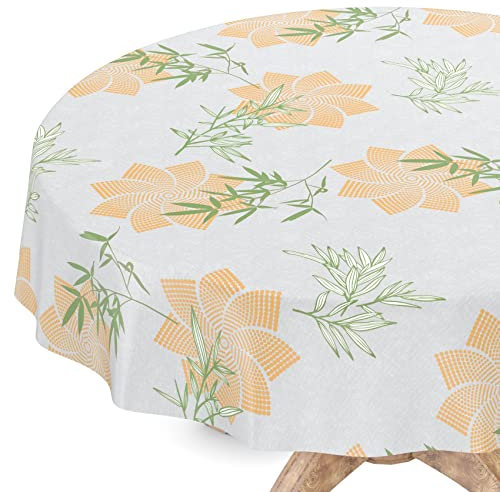 Tischdecke abwaschbar Wachstuch Wachstuchtischdecke Rund 140cm Schnittkante Geheimnis Hellgrau pflegeleicht