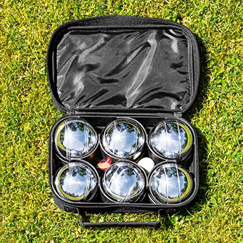 Harrier French Boules Set – Traditional Family Pétanque & Bocce Garden Games | Beach Fun for Children & Adults | 6 Chrome-Plated Iron Balls with Jack & Carry Case