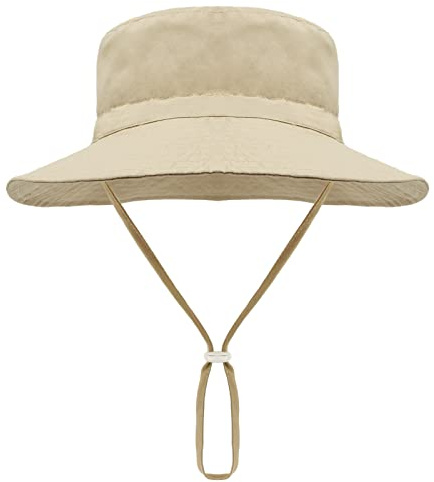 Malaxlx Unisexe Bob Bébé Enfant Chapeau de Soleil Kaki Chapeau de Pêcheur Nourrisson Chapeaux de Seau Large Bord Chapeau de Plage Visière pour 6-24 Mois Fille Garçon