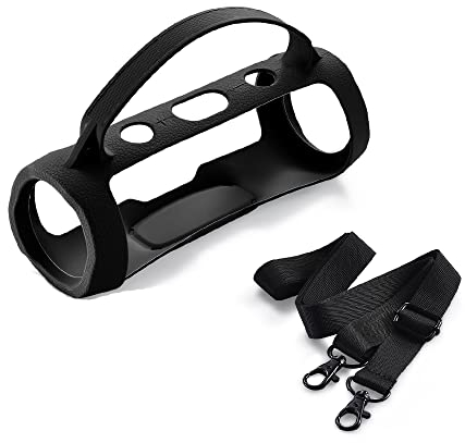 Yaowanguan Étui en Silicone pour JBL Charge Essential 2 Haut-Parleur Bluetooth sans Fil, Charge Essential 2 & Charge 4 Housse de Protection Portable de Transport (Noir)