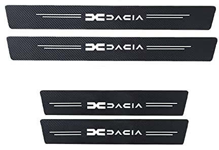 Ndier 4 Stück Mit Leuchteffekt Auto Carbon Fiber Einstiegsleisten Türschweller, für Dacia Spring Lodgy Dokker Duster Logan Sandero Stepway rutschfeste Anti-KratzTrim Scuff Styling SzubehöR