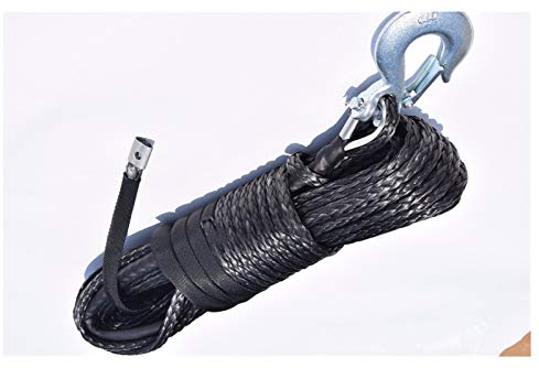 BAtlam Synthetisches Windenseilkabel Schwarz 10 mm * 30 m Synthetisches Ersatzseil für Winden, Windenseilverlängerung, Offroad-Seil, ATV-Windenkabel mit Schwerer Struktur