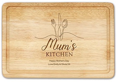 Personalised Chopping Board Gifts for Mum Cheese Board Mother's Day Oak Wooden Cutting Board Anniversary Personalised Gift Laser Chopping Board Home Decor for Women Christmas Birthday(Design 4)