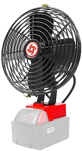 AUGREX Ventola portatile senza fili adatta per batteria Milwaukee da 18 V, ventilatore da campeggio ricaricabile da esterno, 17 W, 3500 giri/min, dispositivo di raffreddamento senza spazzole 70-170