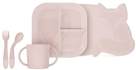 Miniland Meal Set BLW Candy. Vajilla completa para BLW que incluye plato, bol, vaso, cubiertos flexibles y mantel, fabricada en España y diseñada para todos los niños.
