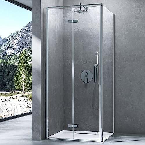 Mai & Mai Duschkabine Duschabtrennung 75x90x195cm 8mm ESG-Sicherheitsglas Nano-Beschichtung mit Duschtasse Rav37-Plus