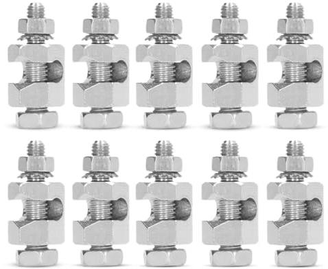 Blitzschutz-Kabelklemme, kleine Standard-Spezifikation 10PCS Kupfer-Blitzschutz-Kabelklemme, Erdungsklemmen-Kit mit Muttern External Hex für PV-Modul