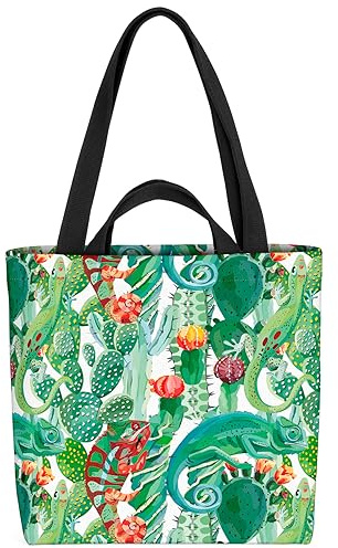 VOID Chamäleon Kaktus Urwald Tasche 33x33x14cm,15l Einkaufs-Beutel Shopper Einkaufs-Tasche Bag