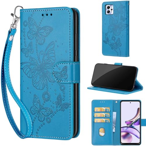 TOMYOU Handyhülle für Motorola Moto G13 / G23 / G53 Hülle, Blau | Stoßfeste Flip Schutzhülle, Kartenfächer, Standfunktion,Magnetisch, Kunstleder, Klappbar Brieftasche