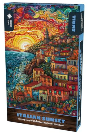 Gorgeous Games Italian Sunset 117 Pieces Wooden Jigsaw Puzzle | Contemporary Designs | 18cm x 26cm Premium Wood Puzzle | Jigsaw Puzzle For Adults | Wood Jigsaw Great Xmas Present For Him For Her