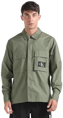 Calvin Klein Herren Utility Overshirt Hemd mit Button-Down-Kragen