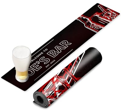 TheDogTagCo PERSONALISED Bar Runner Mat 830x200mm CUSTOM Name Anti-Slip Spill Resistant Home PUB DECOR UK Any Text Any Name (Black Soda)