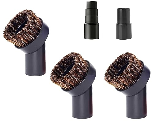 Sudemota Accessoires de Brosse à Poussière Ronde en CRIN de Cheval Compatibles avec la Plupart des Aspirateurs avec Tuyau de 1 1/4 ou 1 3/8